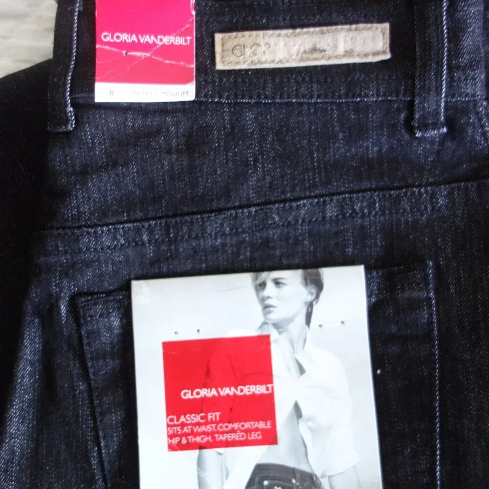 NWT GLORIA VENDERBILT Classic Fit Original Stretch Jean – Black Sz 8 Med - Picture 2 of 9